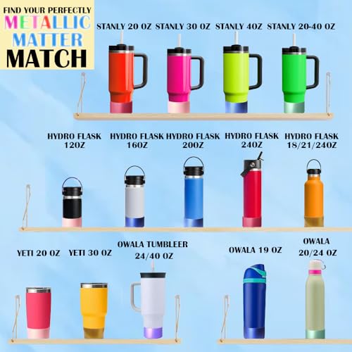 Metallic Matte Luster Silicone Boot Sleeve for Owala 24oz & Stanley/Simple Modern 20-40oz & Water Bottle 12-24oz and More Bottles with 2.8-3in Base Glitter Anti-Slip Bottom Cover (Matte Silver)