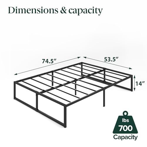 ZINUS Lorelei 14 Inch Metal Platform Bed Frame, Steel Slat Support, No Box Spring Needed, Eco Friendly WonderBox(TM) Packaging, 12.4” Underbed Storage, Easy Assembly, Black, Full
