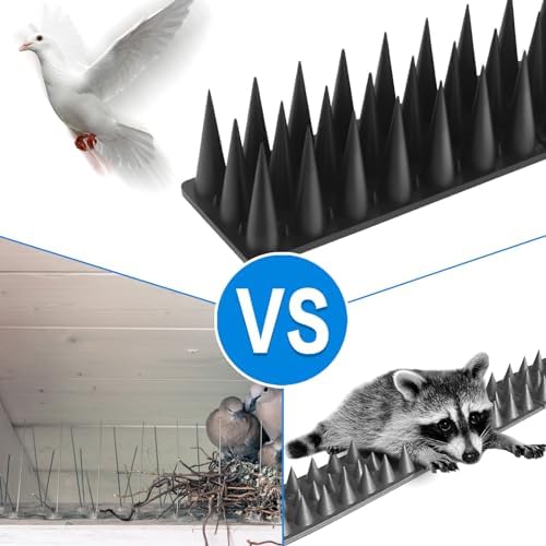 Bird Spikes, 40 Pack Pigeon Deterrent for Small Birds Raccoon Cats Defender for Outside to Keep Squirrel Away, Plastic Fence Spike for Railing and Roof-Black