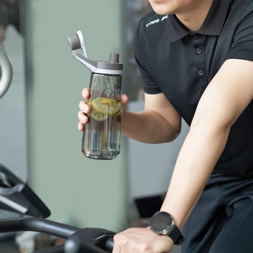 Kerilyn 32oz Water Bottle, Wide Mouth Plastic Water Bottles Chug Lid Sports Water Bottle, Double Walled Reusable Water Bottle With Handle, Leakproof Bottles for Travel, Fitness, Men, Women, Black
