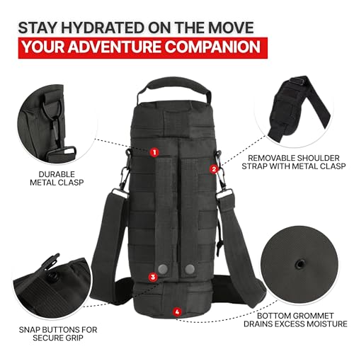 Orca Tactical Molle Water Bottle Pouch - Molle Water Bottle Holder Fits Most 32 and 40 oz Bottles - Water Bottle Pouch for Backpack - Thicker Insulated Water Bottle Holster Keeps Drinks Cooler Longer