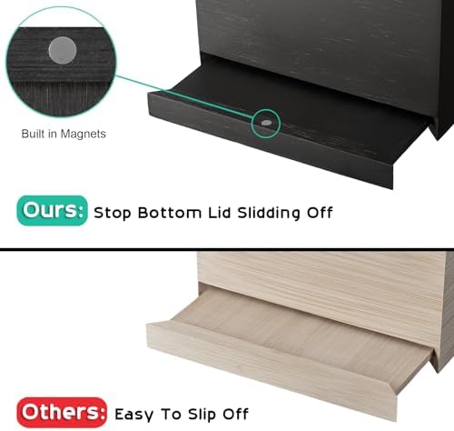 ALELION Wooden Tissue Box Cover Square - Large Black Tissue Box Holder for Tabletop Night Stands Bathroom Office - Decorative Facial Cube Tissue Box Cover