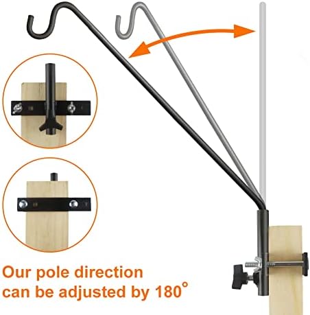 ERYTLLY 2 Packs Extended Rail Hook Fence Deck Bird Feeder Hook 360 Degree Rotary and Length Adjustable Plant Bracket for Feeders, Planters, Suet Baskets, Lanterns, Wind Chimes and More