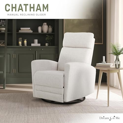 Dream On Me Chatham Basic Nursery Rocking Glider in Ecru, 360° Swivel Motion, FSC Certified, Greenguard Gold & JPMA Certified Nursery Glider, Three Rocking Modes Nursery Glider Recliner