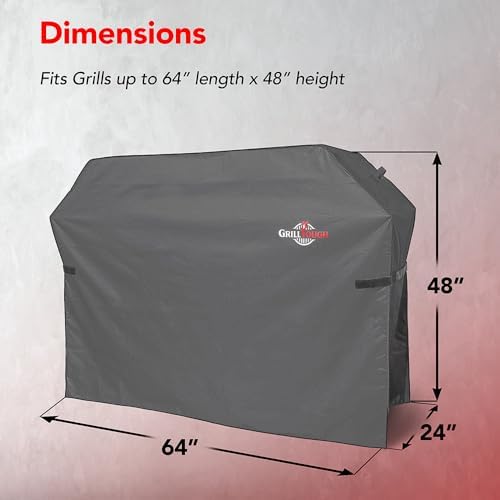 Heavy Duty BBQ Grill Cover for Outdoor Grill, 64 Inch – Waterproof, Weather Resistant, UV & Fade Resistant with Adjustable Straps – Gas Grill Cover for Weber, Charbroil, etc. Charcoal