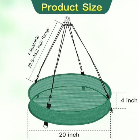 1-Pack Hanging Bird Seed Catcher Trays – 20" Diameter x 4" High, Green Spill Guard Platform for Bird Feeders, Outdoor Feeder Accessory