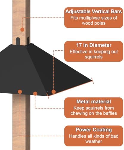 Metal Squirrel Baffle for 4x4 Post, Outside Wooden Pole Mount Squirrel Guards for Bird Feeders, 17 Inch Squirrels Deterrents Stopper to Deter Racoons, Black, 2pcs