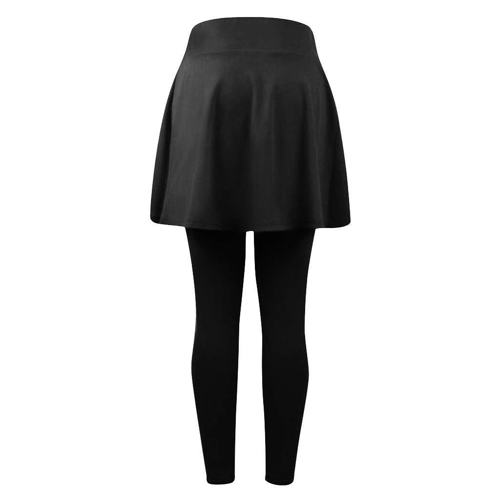 Aniywn Women's Leggings Skirt, Skirted Leggings, Active Skirt with Pockets, Tennis Pants Sports Fitness Culottes Black