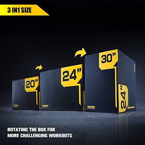 ToughFit Plyo Box - 3 in 1 Foam Plyometric Box - Jump Box for MMA, Crossfit - Adjustment Height Plyometric Jump Box for Home Gym - PVC Cover Platform & High-Density Workout Box (Small - 20"x18"x16")