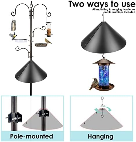 Deluxe Bird Feeding Station Kit - Wild Bird Feeder Hanging Pole With Multi Feeder, Suet Cage, Planter Hanger, and Squirrel Guard Baffle for Attracting Birds