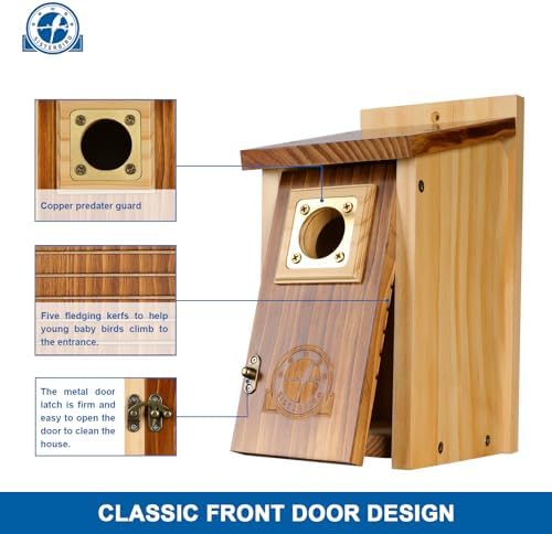 Pack of 2 Bluebird Houses for Outside, Premium Wooden Bird Houses for Outdoor, Weatherproof Blue Bird House, Bluebird Swallow Chickadee Wren, Assembly Required