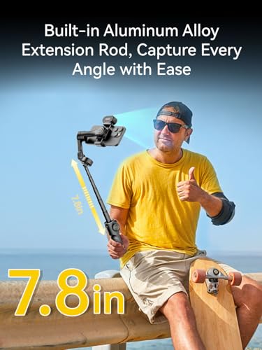 AOCHUAN 3-Axis Gimbal Stabilizer for Smartphone Smart X2 Black AI & E10 Extension Rod & P02 Magnetic Fill Light