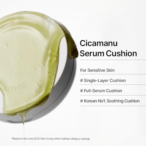 Parnell Cicamanu Serum Cushion - Moisturizing Foundation for Soothing, Coverage, Glass Skin and Lightweight for Sensitive and Dry Skin Pearl Skin (0.52 Fl Oz) (40N)