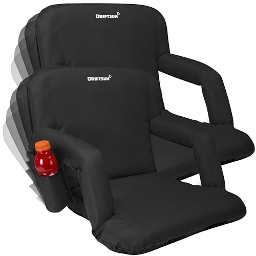 Driftsun 2 Pack Stadium Seats with Back Support, Deluxe Bleacher Chairs with Back Support, Padded Stadium Seats with Backs, Waterproof Stadium Chair