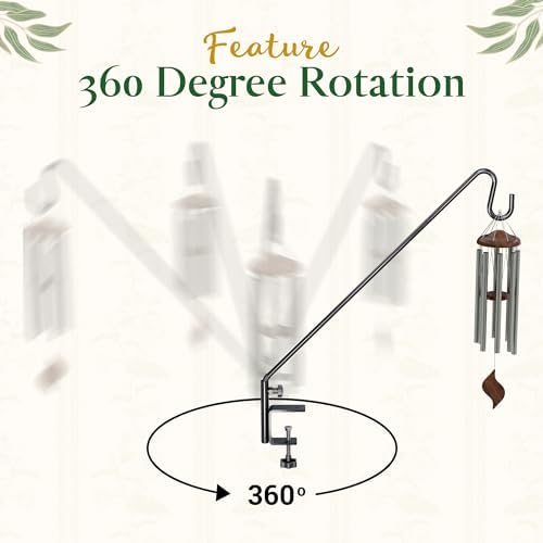 Idzo Deck Bird Feeder Hanger for Railing, 28inch Deck Hook for Bird Feeder Pole, Durable 3 Layers Powder Coated & Sturdy 1 Piece Solid Steel Construction for Hanging Decorations, 2 Pack