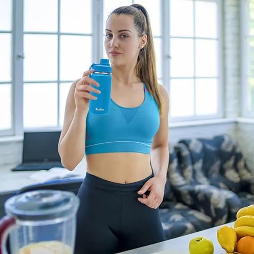XccMe Spout Lid for Hydro Flask Wide Mouth Sport Water Bottles,2 Pack Replacement Lids for Most 12,14,16,18,20,22,32,40,64oz Wide Mouth Water Bottles with Handle Easy to Carry (Black+Blue)