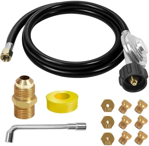 Natural Gas to Propane Conversion Kit for Weber Genesis or Genesis II Grill, Weber Spirit II 310/315, from NG to LP Gas Conversion Kit Includes 5FT Propane Regulator Hose, 9 Orifice Adapter in 3 Sizes