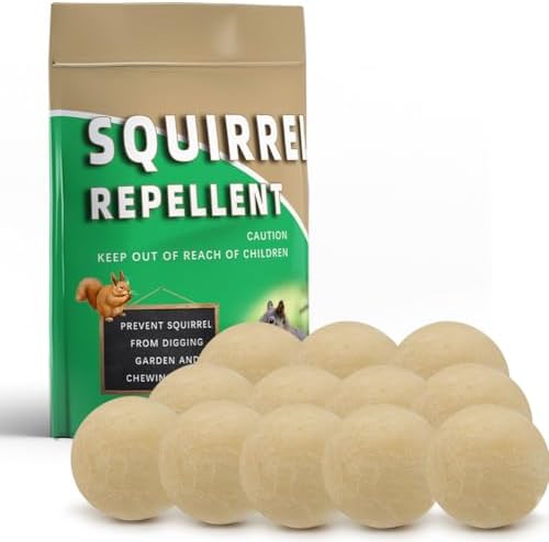 Squirrel Repellent Outdoor, Chipmunk Repellent, Squirrel Repallent for Garden & Yard, Attic Squirrels Deterrent, Keep Chipmunk Away, Get Rid of Squirrels for Tree, Bird Feeders, Plant-12P