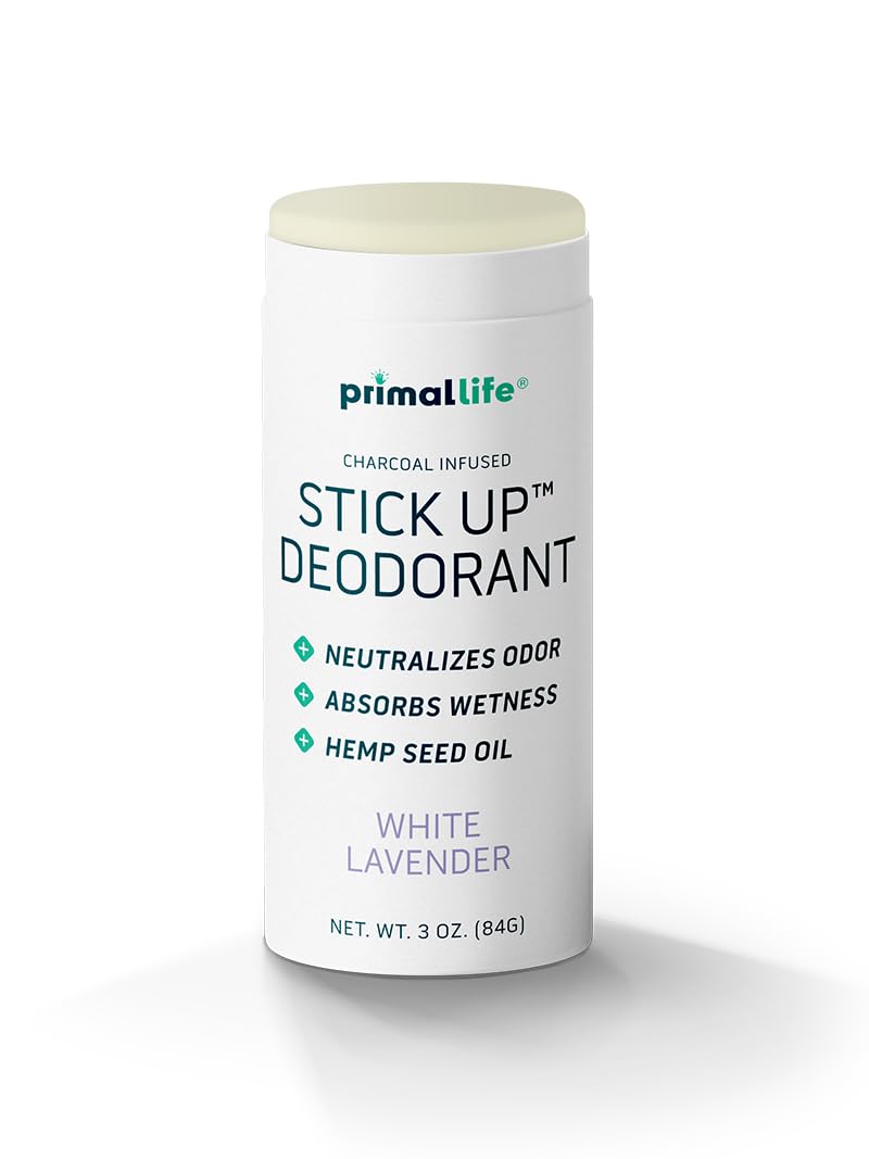 Stick Up Natural Deodorant for Women and Men with Bentonite Clay Powder, Arrowroot, Magnesium, Zinc, 3 oz. Vegan Deodorant for 3-4 months, White Coconut - Primal Life Organics