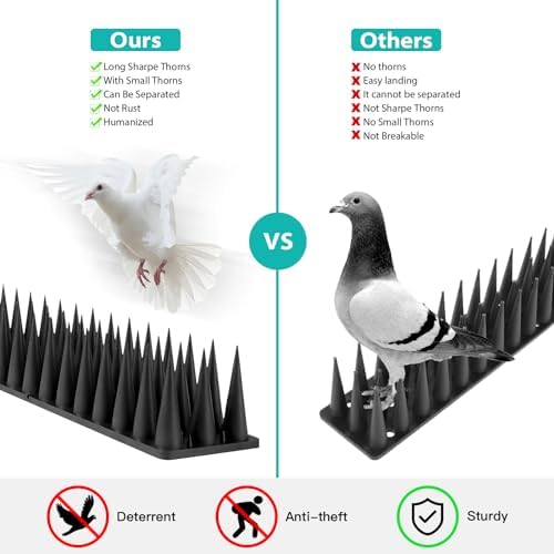 Bird Spikes, 20 Pack Bird Squirrel Raccoon Pigeon Cat Animal Deterrent Spikes for Outside Anti Bird Defender Spikes Outdoor to Keep Birds Away