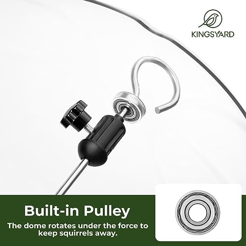 Kingsyard Platform Bird Feeder for Outdoor Hanging - Rugged Recycled Plastic Wild Bird Feeding Station with Adjustable Dome & Metal Mesh Tray, Green