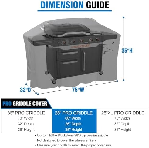 Griddle Cover for Blackstone 28 XL inch Griddle,Rip-Proof Upgraded Heavy Duty Material 75in Culinary Griddle Cover,Waterproof UV & Fade Resistant Flat Top Gas Grill Cover with Strap and Two Zippers