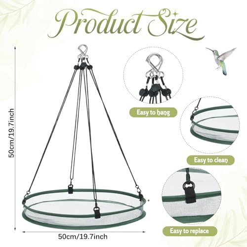 Universal Wild Bird Seed Catcher Hanging Hoop Platform Bird Seed Catcher Tray for Hummingbird Feeders Bee Feeder Outdoor Garden Accessories (2 Pieces,20 Inch)