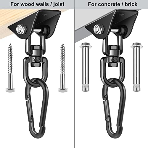 Porch Swing Hanging Kit, 360°Rotating 1200 lb Capacity Hanger for Porch Swing, Hammocks, Swing Chair (2 Pack)