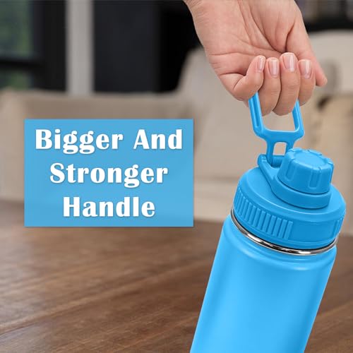 XccMe Spout Lid for Hydro Flask Wide Mouth Sport Water Bottles,2 Pack Replacement Lids for Most 12,14,16,18,20,22,32,40,64oz Wide Mouth Water Bottles with Handle Easy to Carry (Black+Blue)
