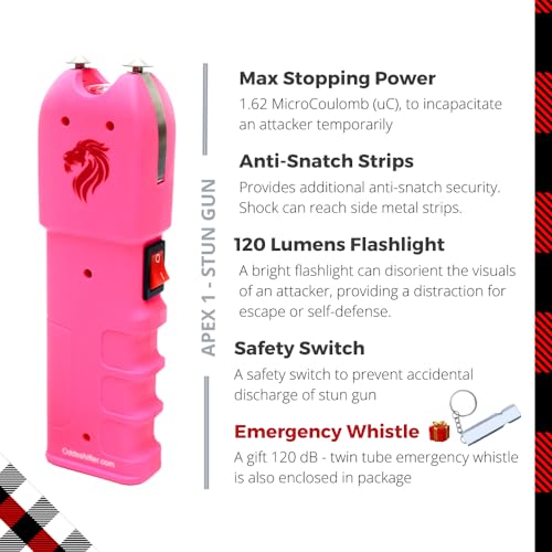 Odds Shifter - Stun Gun for Self Defense and Emergency Whistle - 1.62 uC, 120 Lumens, Anti Grab Technology - Flashlight - Self Defense Weapons Duo