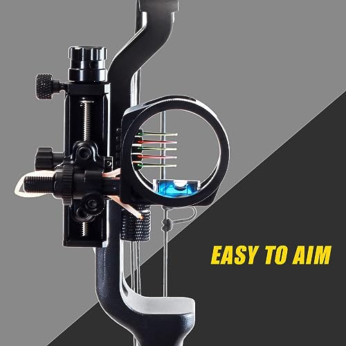 SPG Compound Bow Sights, Bow Sights for Compound Bows 1 Pin or 5 Pin, Quick Adjustment Archery Sights Single Pin Bow Sight and 5 Pin Bow Sight (5-Pins Sight)