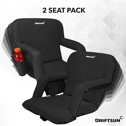 Driftsun 2 Pack Stadium Seats with Back Support, Deluxe Bleacher Chairs with Back Support, Padded Stadium Seats with Backs, Waterproof Stadium Chair