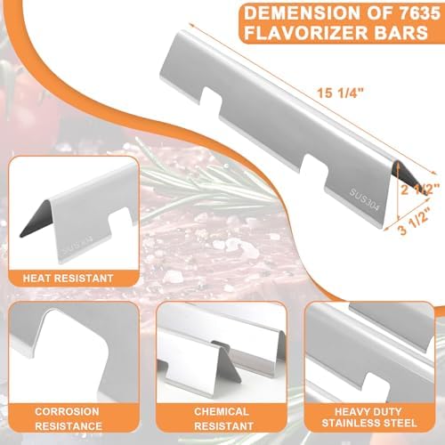 Flavorizer Bars for Weber Spirit 2 Grill Replacement Parts GS4 Spirit II 7635 67045 68842 69796, Grill Parts for Weber Spirit II GS4 & I E210 S210 E220 S220, for Weber Flame Covers Stainless Steel