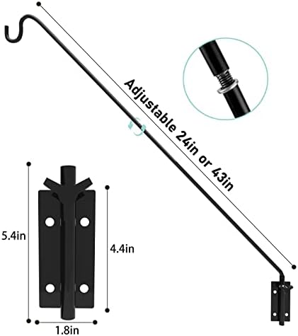 ERYTLLY 2 Packs Heavy Duty Deck Hook Wall Mounted, Extensible and Adjustable Deck Hook for Hanging Bird Feeder, Plants, Suet Baskets,Wind Chimes,Lanterns and More