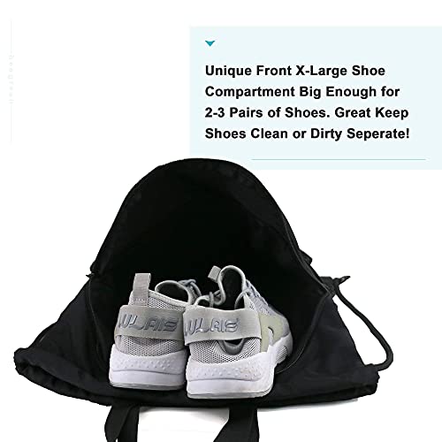 BeeGreen Red Drawstring Backpack Bag with Shoe Compartment X-Large Gym Sports String Cinch Sackpack with Front Inside Zipper Pockets 75D