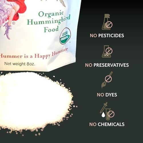 Premium USDA-Certified Organic Hummingbird Food, 8-8oz Packets of Natural Nectar, Outdoor Feeding Essentials (Without Feeder, 8 Pack)