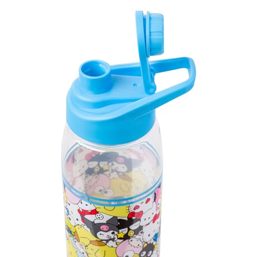 Silver Buffalo Sanrio Hello Kitty and Friends Featuring Badtz-Maru, Keroppi, My Melody, Pochacco, Chococat, Pompompurin, Kuromi, and Little Twin Stars Water Bottle with Screw Lid, 28 Ounces