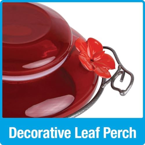 Nature's Way Bird Products MHF4 Hand Blown Garden Top Fill Hummingbird Feeder, 16 oz Capacity, Red