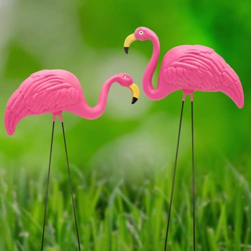 4E's Novelty 2 Pink Flamingos Yard Decorations - Extra Large 24" Flamingos Yard Ornaments - Pink Flamingos for Yard Sculptures & Statues - Lawn Flamingos Outdoor Garden Decor, Weather Resistant