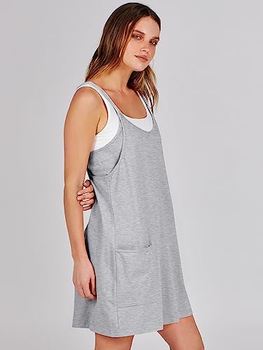 ANRABESS Women Summer Mini Romper Dress Workout Tennis Active Sports Athleisure Outfits built in Shorts Trendy Vacation Heather Gray Small