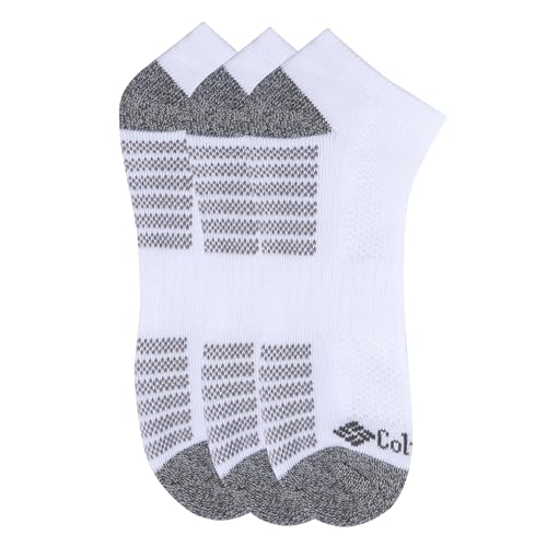 Columbia Men's 6 Pack Athletic No Show Socks, Grey/White, Shoe Size 6-12