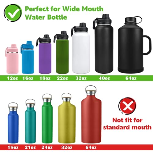 XccMe Spout Lid for Hydro Flask Wide Mouth Sport Water Bottles,2 Pack Replacement Lids for Most 12,14,16,18,20,22,32,40,64oz Wide Mouth Water Bottles with Handle Easy to Carry (Black+Blue)
