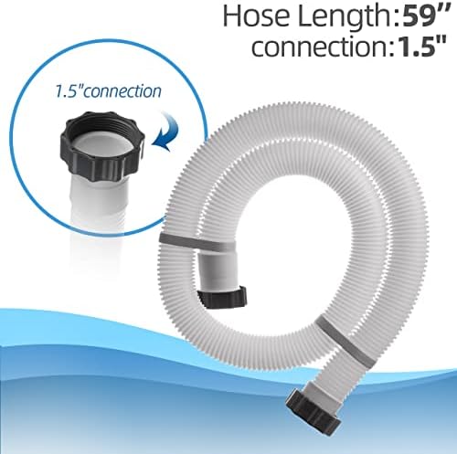 1.5" Pool Pump Hose for Intex Sand Filter Pumps & Saltwater Systems, 29060E Pool Filter Hose for Intex & Coleman Above Ground Pools Parts- 59" Long replacement hoses (Set of 2)