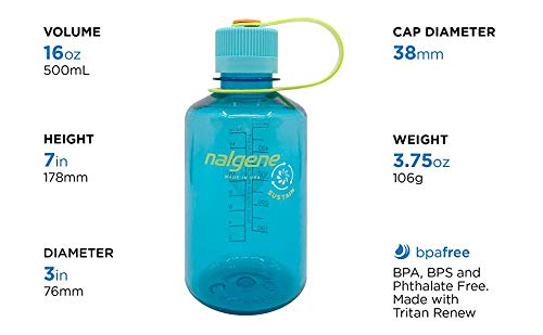 Nalgene Sustain Tritan BPA-Free Water Bottle Made with Material Derived From 50% Plastic Waste, 16 OZ, Wide Mouth (Aubergine Sustain )
