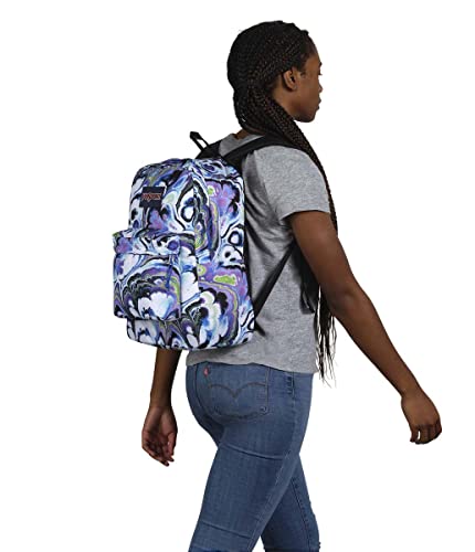 JanSport SuperBreak Backpack - Class, Travel, or Work Bookbag with Water Bottle Pocket - Marble Mood Blue Iolite