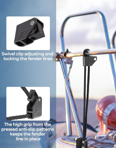 KEMIMOTO Boat Fender Clips,Quick Release Adjustable Boat Rail Cleats Fender Clips for Boat Bumpers, Boat Bumper Holder Hanger Adjuster for Pontoon Boat Bass Boat Jon Boat