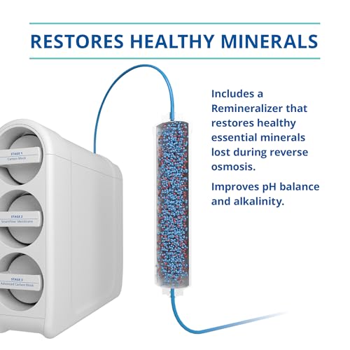 Aquasana SmartFlowยฎ Reverse Osmosis Water Filter | RO Under Sink System | WQA Certified up to 99.99% of 90 contaminants Including Fluoride, PFAS, Arsenic, Lead, and Chlorine | Chrome Faucet
