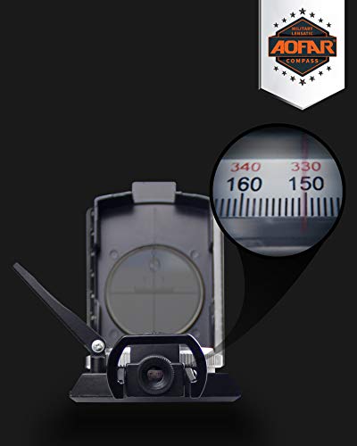AOFAR Military Compass AF-4074 Black or Hiking,Lensatic Sighting Waterproof,Durable,Inclinometer for Camping,Boy Scount,Geology Activities Boating