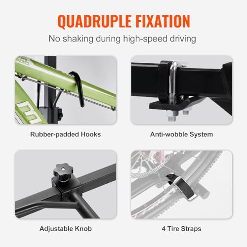 VEVOR Hitch Mount Bike Rack, 80 LBS Capacity Ebike Rack, 2-Bike Platform Style for 1.25-/2-inch Hitch Receiver, Titling and Folding Bike Carrier with Tires up to 2.4" Wide, for Car, SUV, Truck, RV