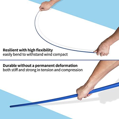Anley 10Ft Telescopic Flagpole - Retractable Fiberglass Outdoor Telescoping flag pole - Reinforced Twist-to-tighten Section & Clip Hook Top - Lightweight Durable Pole (Blue)